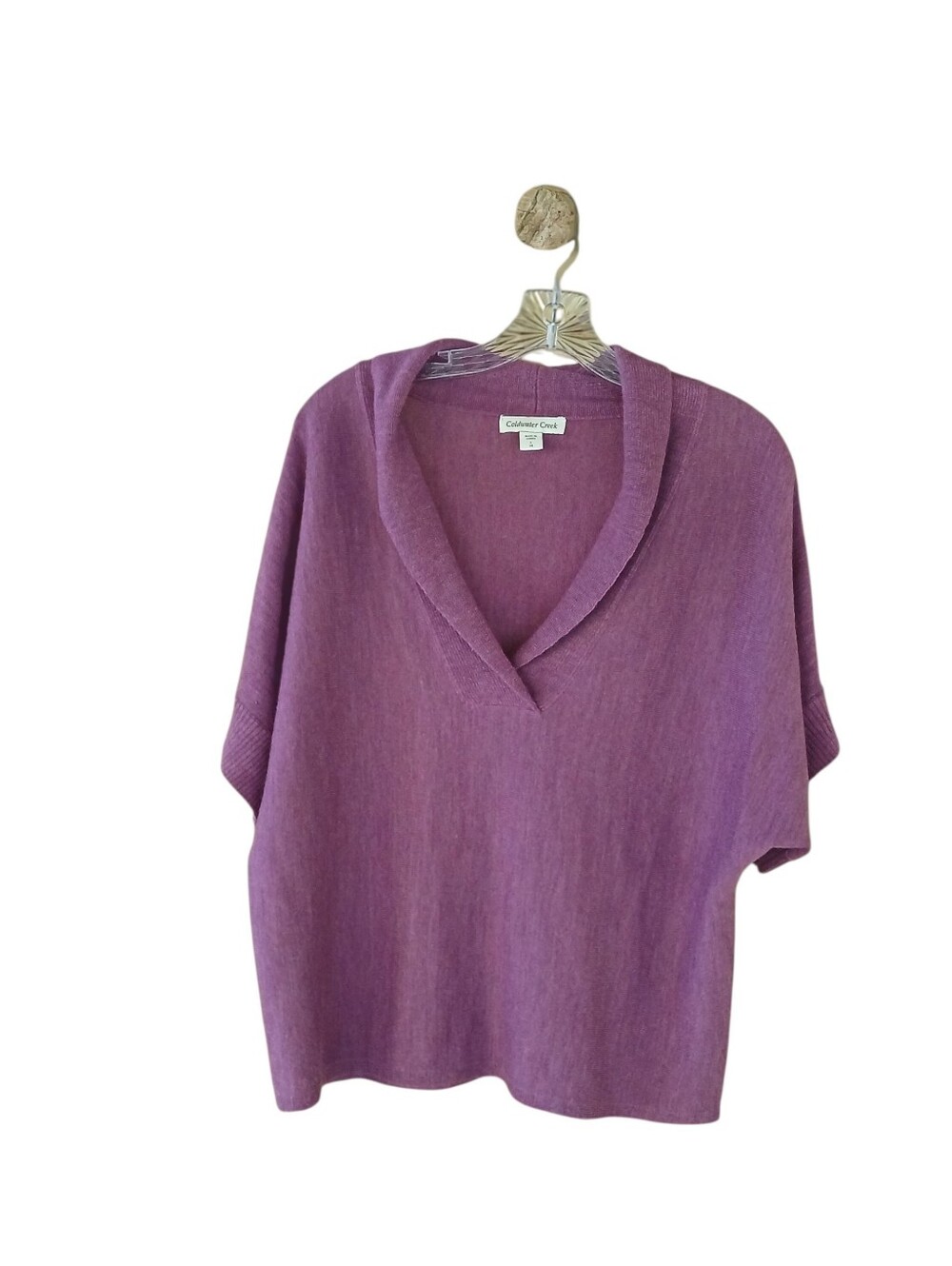 Coldwater Creek Pink Shawl Collar Dolman Sleeve Wool Blend Sweater Large
